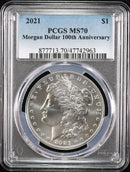 2021 Morgan Silver Dollar Anniversary Commemorative, PCGS MS70, Store
