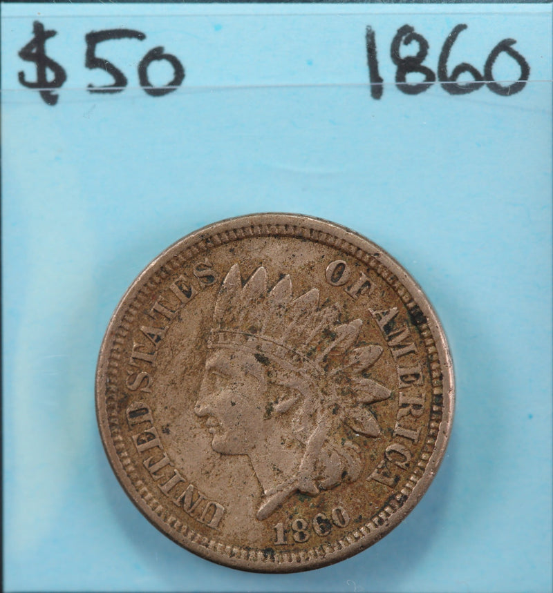 1860 Indian Head Cent, Circulated Affordable Coin, Store
