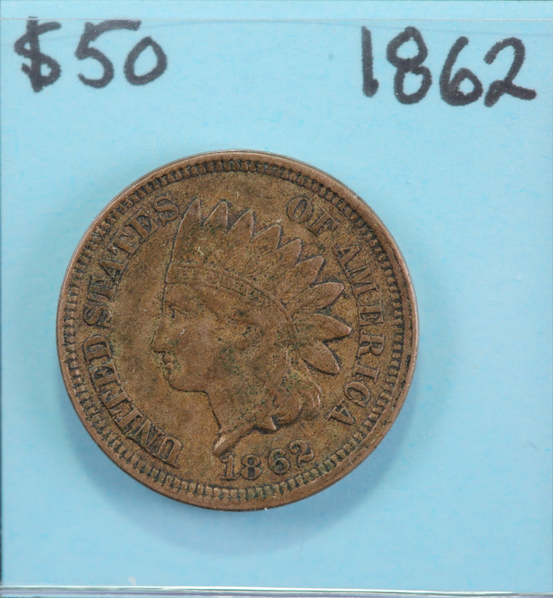 1862 Indian Head Cent, Circulated Affordable Coin, Store