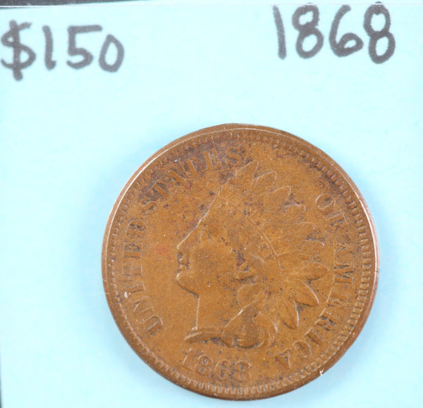 1868 Indian Head Cent, Circulated Affordable Coin, Store #23090209