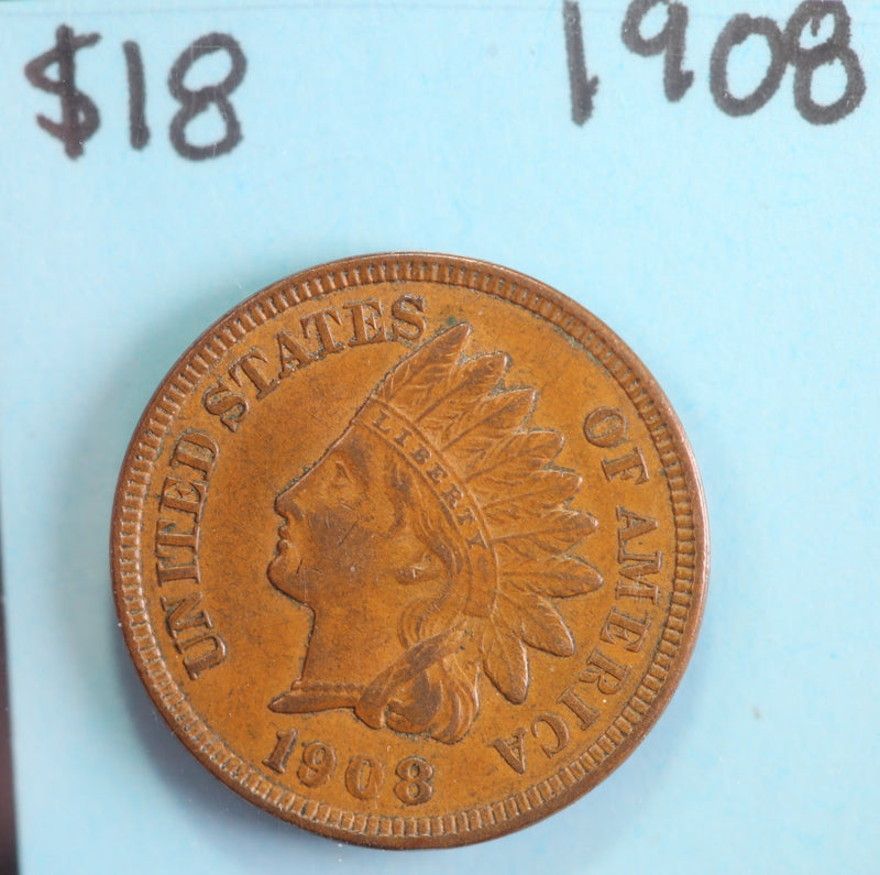 1908 Indian Head Cent, Circulated Affordable Coin, Store
