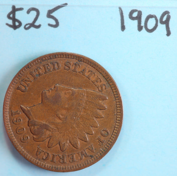 1909 Indian Head Cent, Circulated Affordable Coin, Store #90235