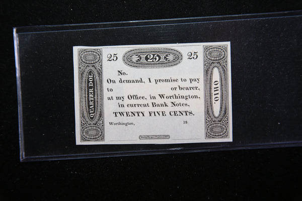 1800's Worthington, Ohio., Obsolete Currency, Store Sale 093128