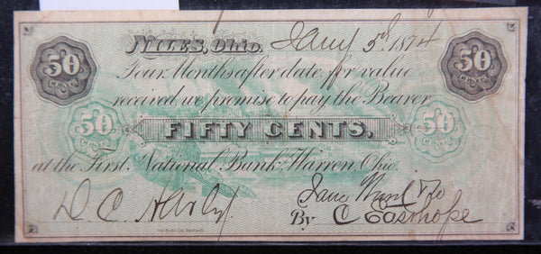 1874 Miles, Ohio., Obsolete Currency, Store Sale 093131