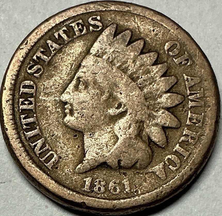 1861 Indian Head Cent, Good+ Circulated Coin, Store #CT0586