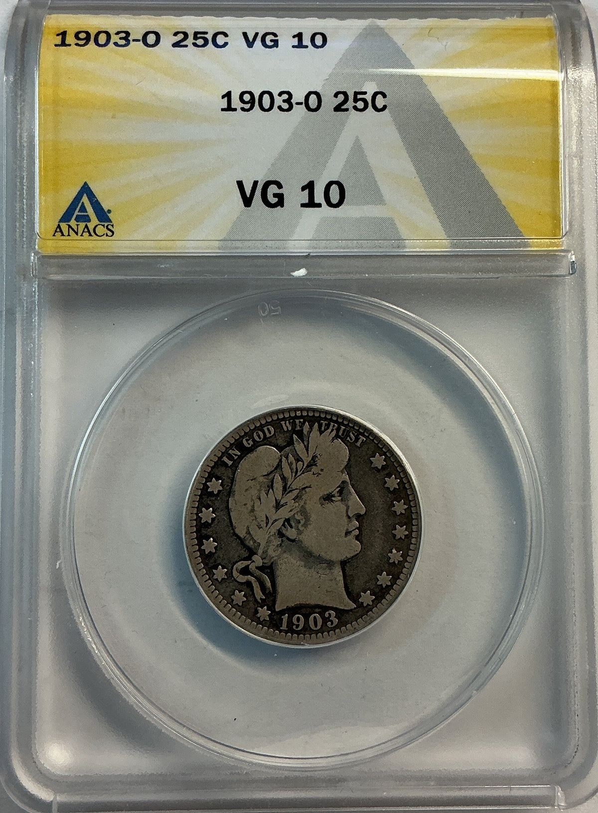 1903-O Barber Quarter, ANACS Very Good 10. Store #QR1494