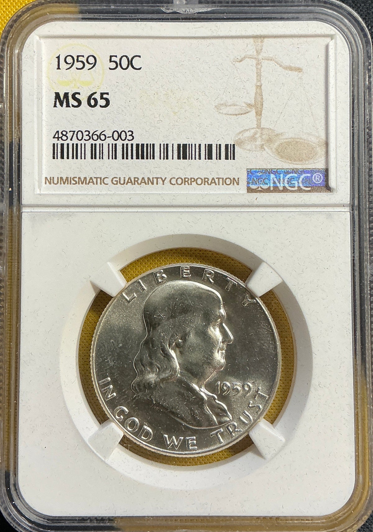 1959 Franklin Half Dollar, NGC MS 65, Store #HR2106