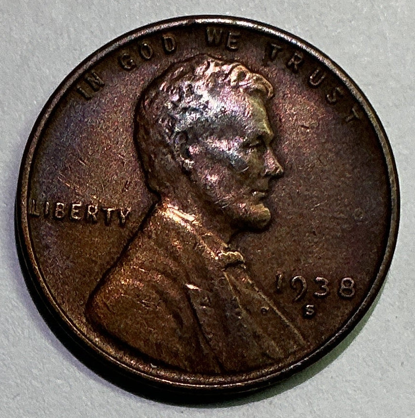 1938-S Lincoln Cent, Extra Fine Circulated Coin, Store #CT1270