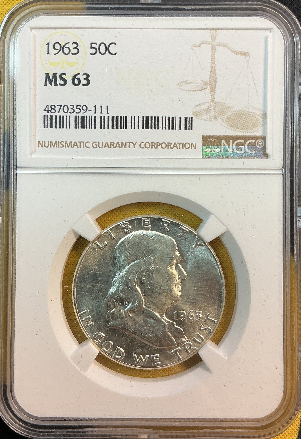 1963 Franklin Half Dollar, NGC MS 63, Store #HR2118