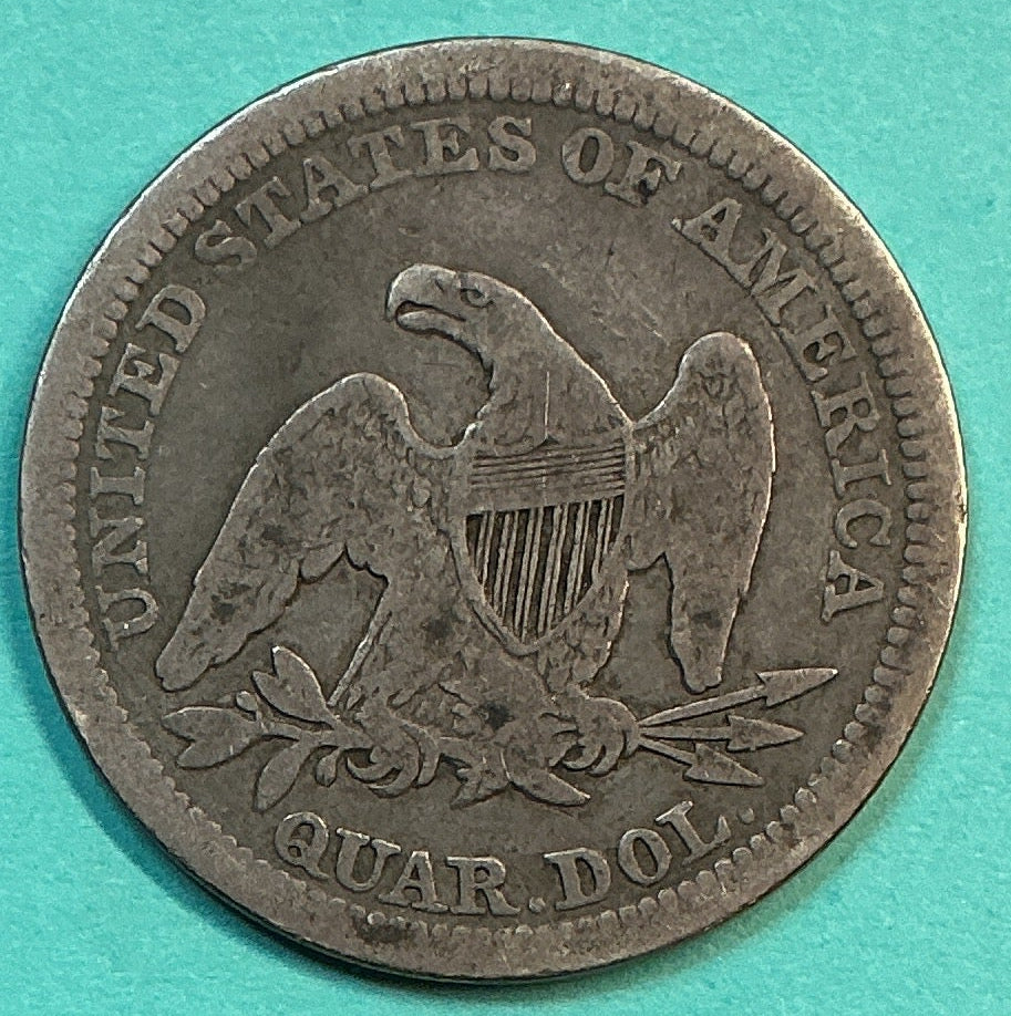 1857 Liberty Seated Quarter., Fine Circulated Details., Store#QR1180