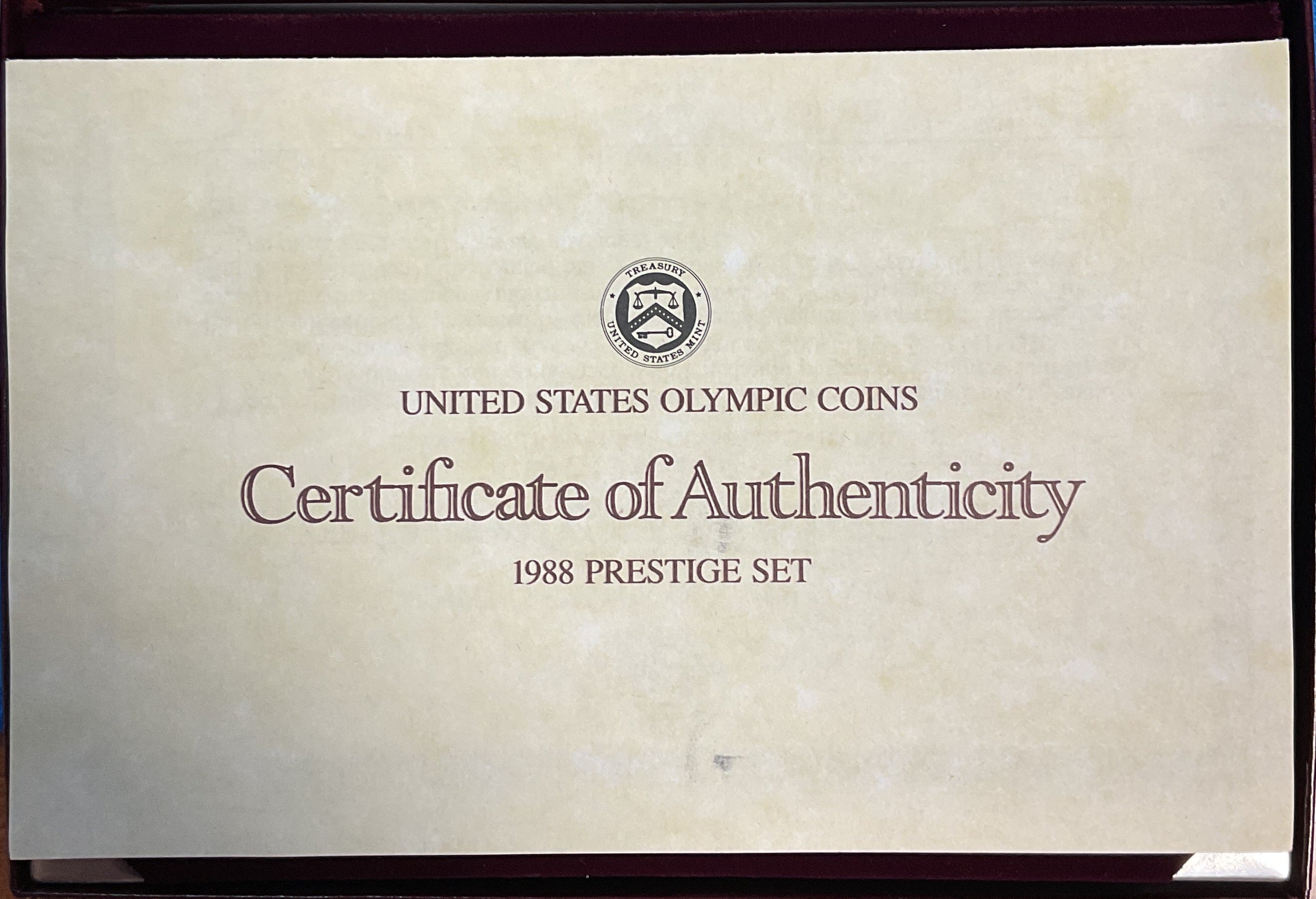 1988 U.S. Mint Prestige Set, U.S. Olympic Coins Commemorative. Store #PT008
