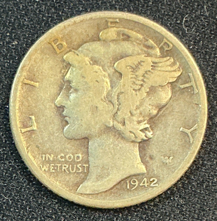 1942-D Mercury Dime, Good Circulated Coin, Store #DE0690