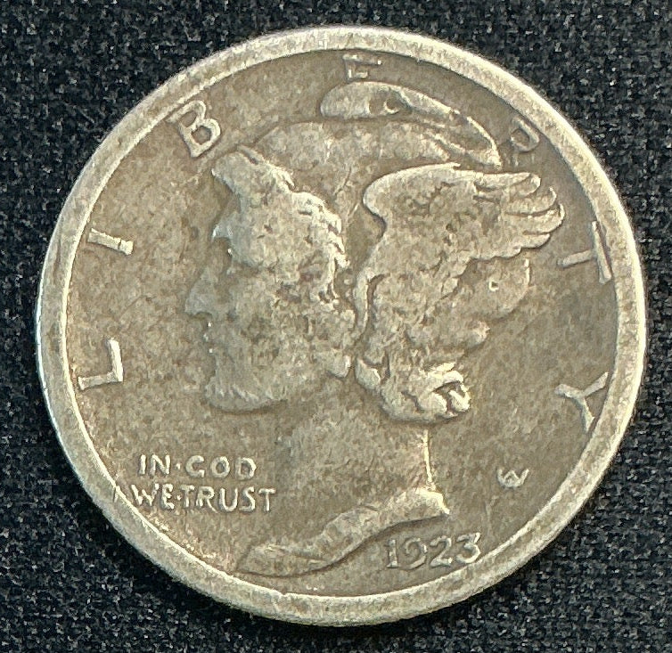 1923 Mercury Dime, Very Good Circulated Coin, Store #DE0530