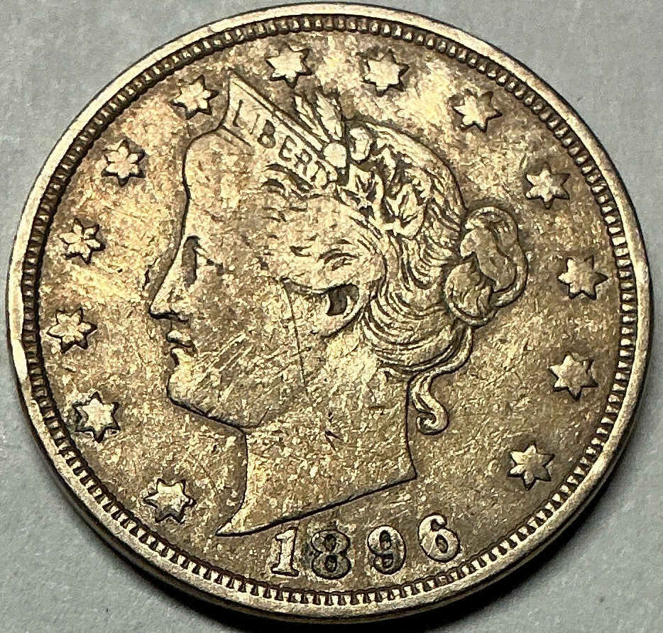 1896 Liberty Nickel, Very Fine+ Circulated, Details, Coin, Store #NL1386