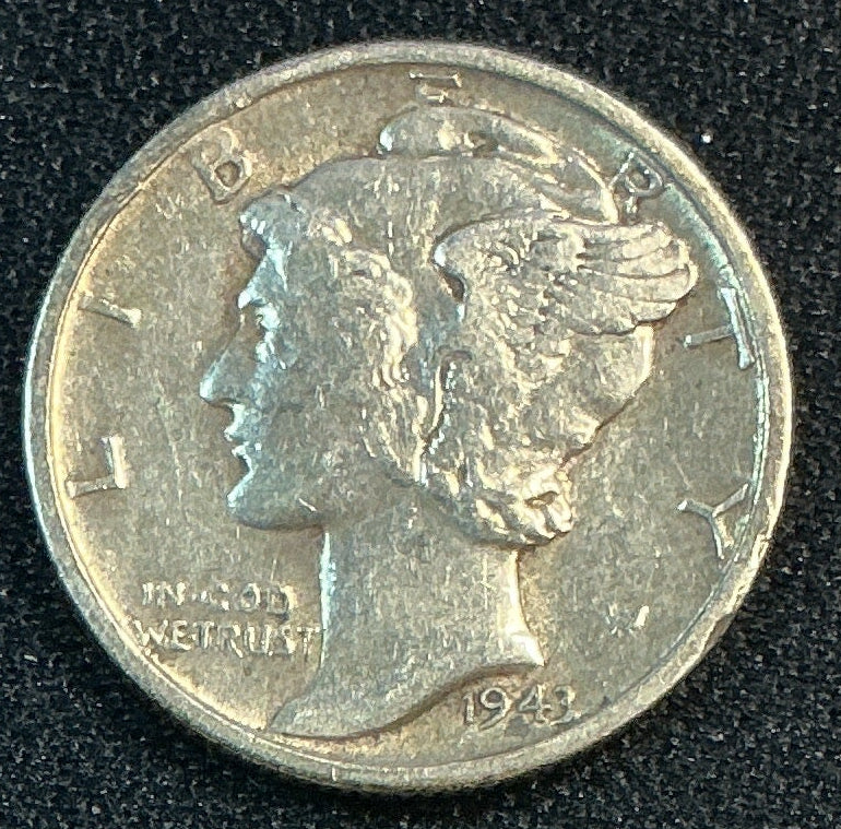 1943-D Mercury Dime, About Uncirculated Coin, Store #DE0692