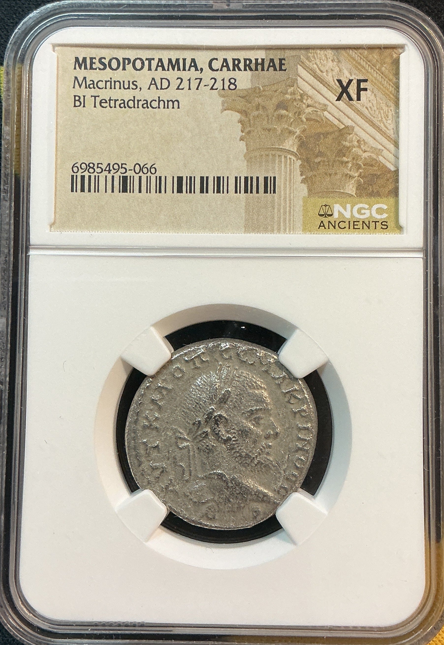 Ancient Coinage, XF, Mesopotamia Carrhae, Macrinus, AD 217-218, Store #AT0037