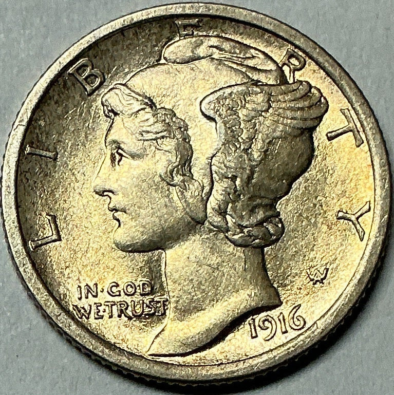 1916 Mercury Dime, Mint State Uncirculated Coin, Store #DE0960