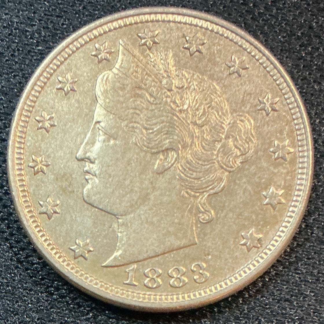 1883 Liberty Nickel., 'No Cents'., Mint State Uncirculated Coin., Store Sale #NL871