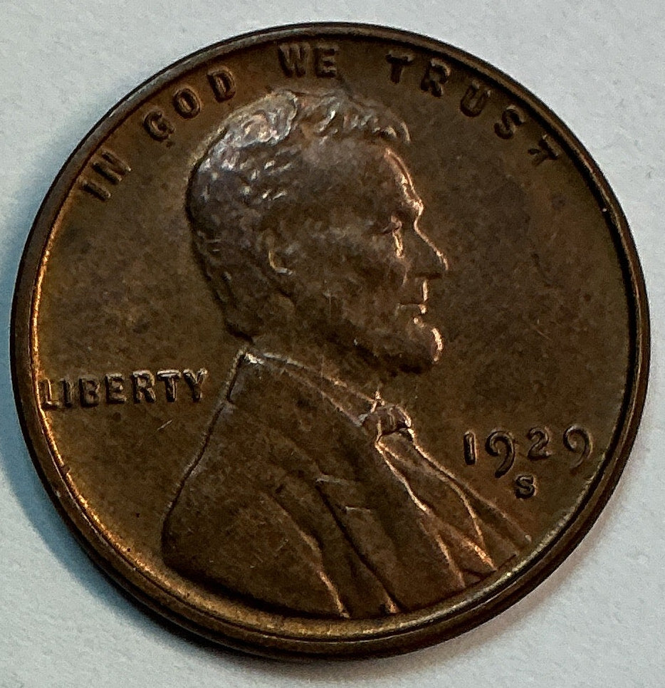 1929-S Lincoln Cent, About Uncirculated Coin, Store #88071