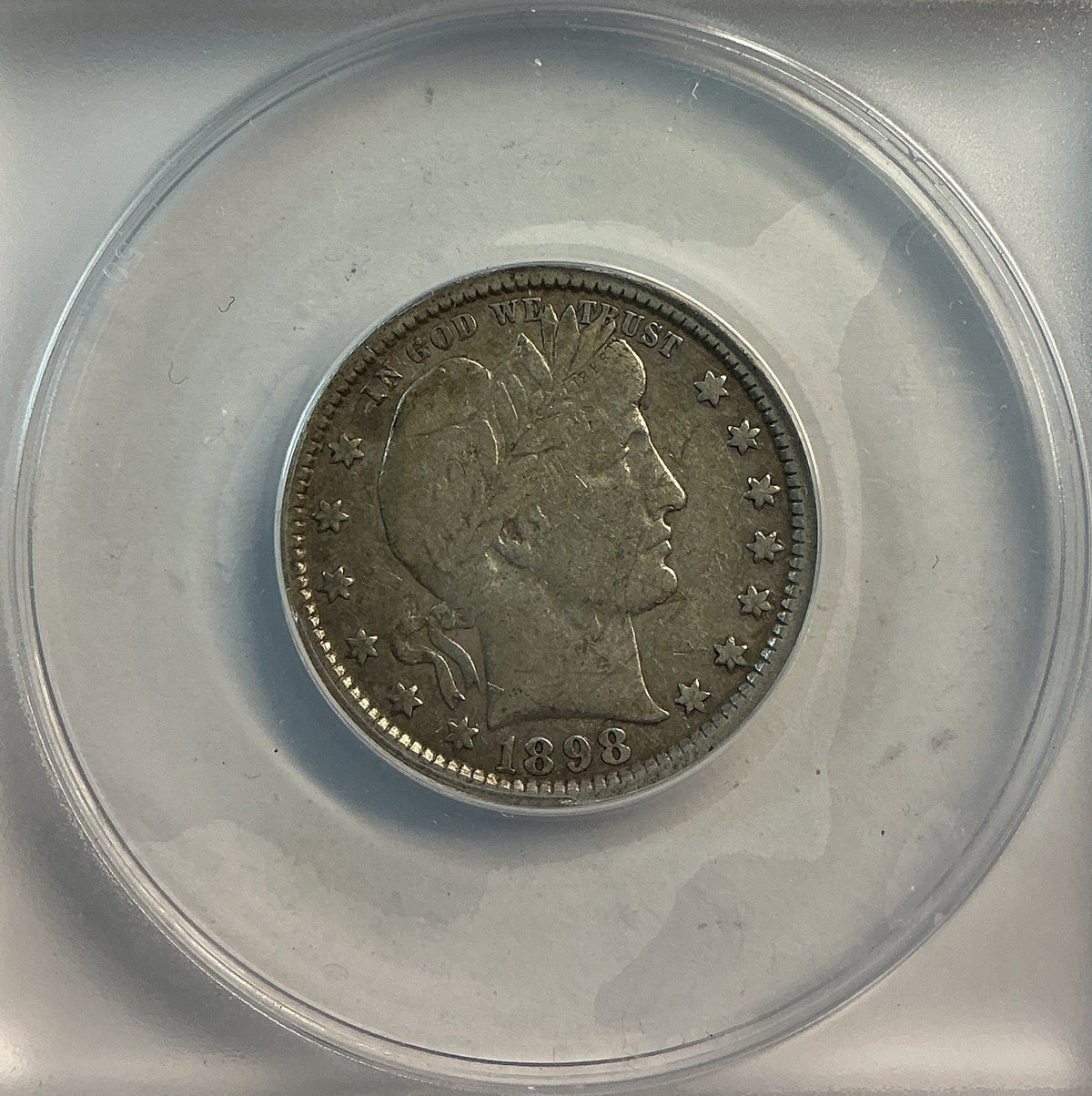 1898 Barber Quarter, ANACS Very Fine 20. Store #QR1495