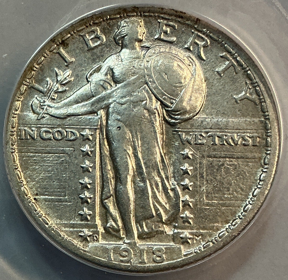 1918-D Standing Liberty Quarter, *Scratched, Cleaned* ANACS EF-45, Store #QR1607