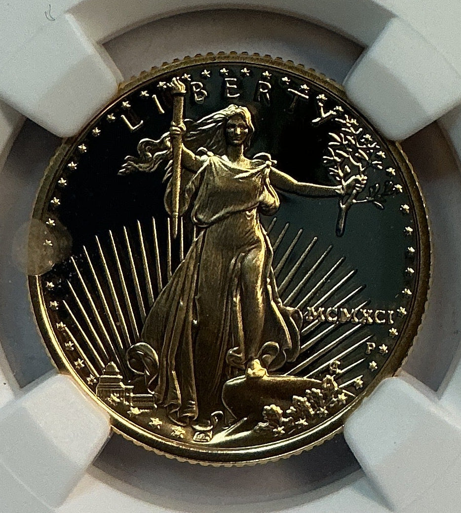 1991-P $10, Proof Gold American Eagle Coin, 1/4 OZT, NGC PF 69, Store #GMC273