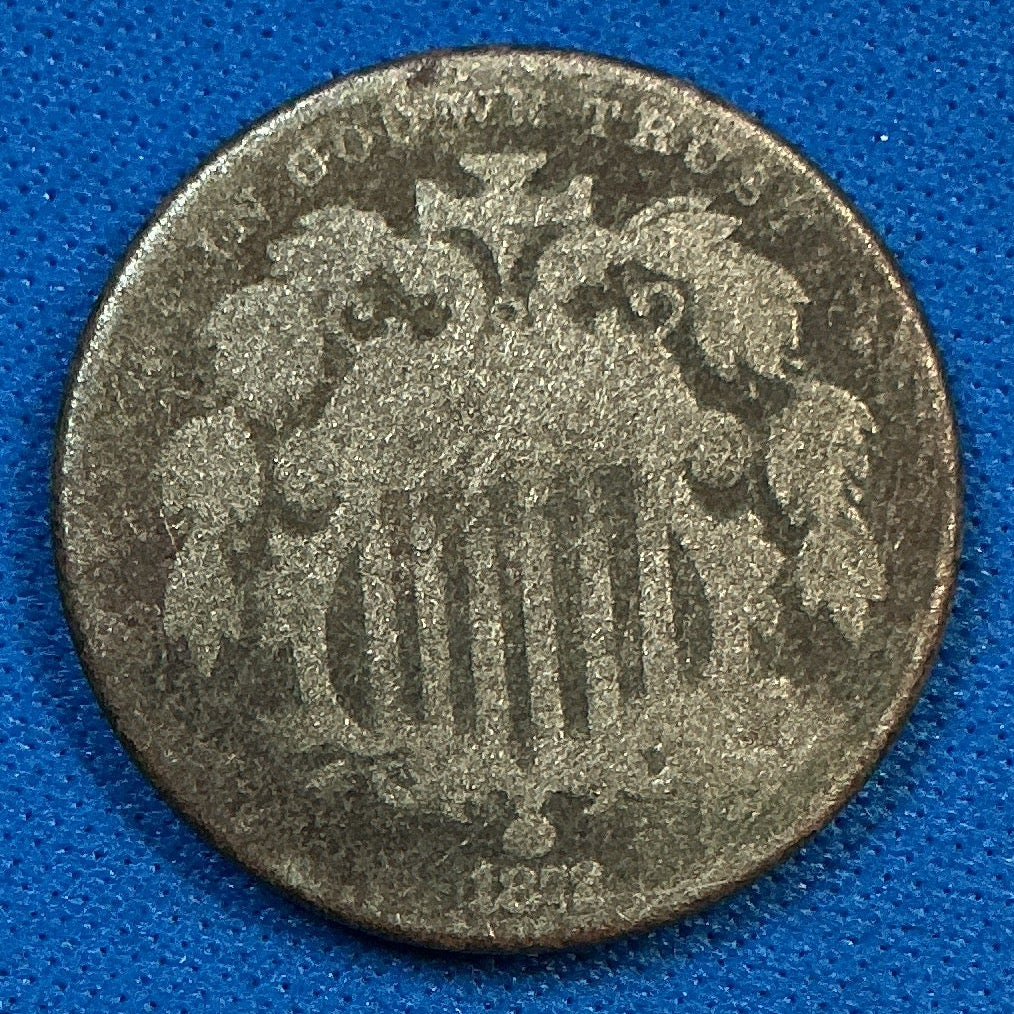 1872 Shield Nickel, Very Good Circulated Detail Coin, Store #NL0120