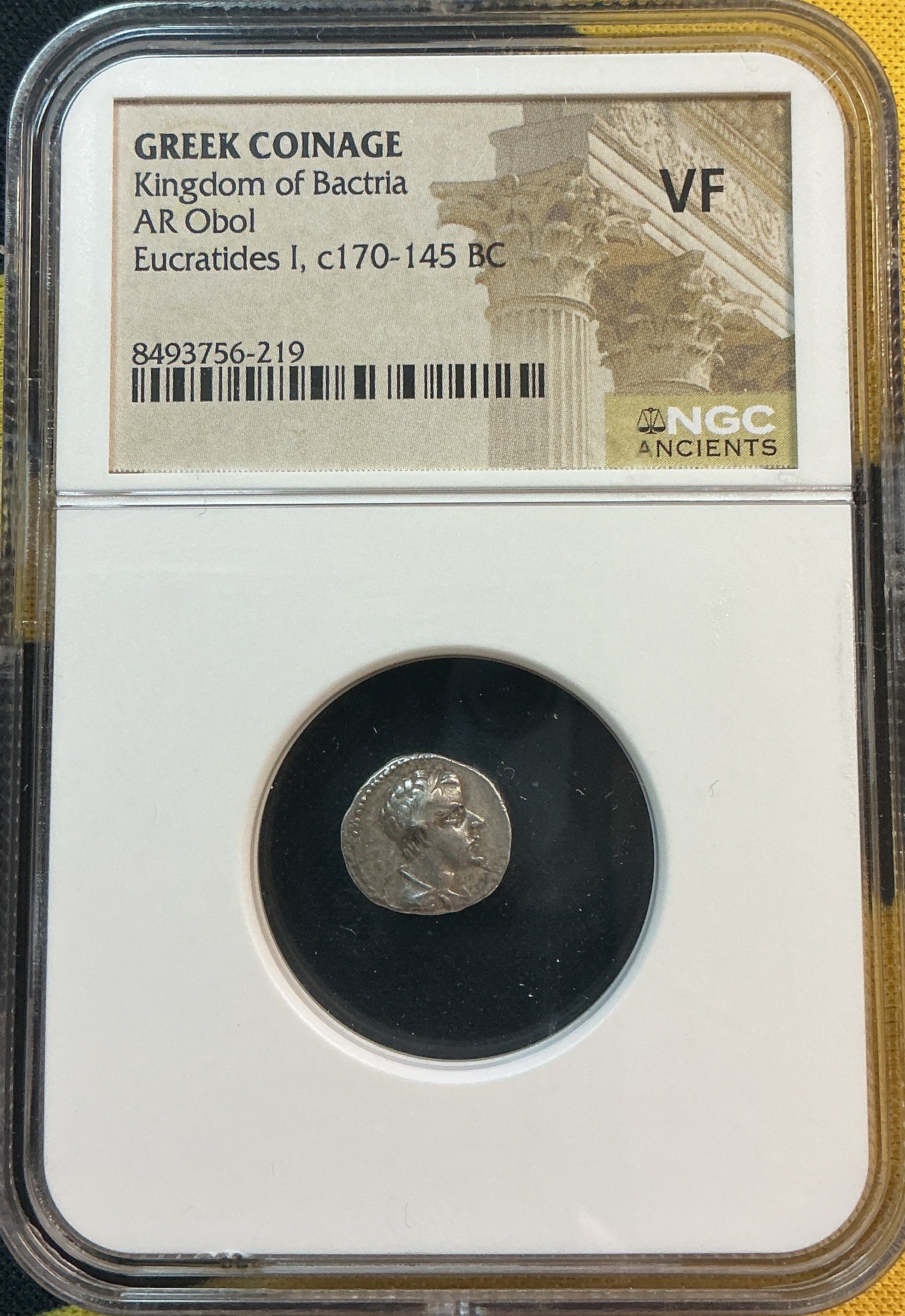 Ancient Coinage, VF, Greek Coinage, Kingdom of Bactria, AR Obol, c170-145 BC, Store #AT0015