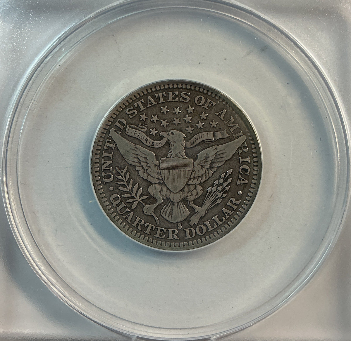 1914-S Barber Quarter, ANACS Fine 15. Store #QR1478