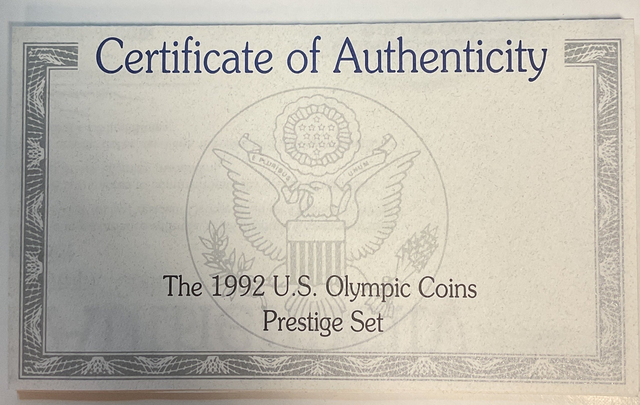 1992 U.S. Mint Prestige Set, The U.S. Olympic Coins. Store #PT012