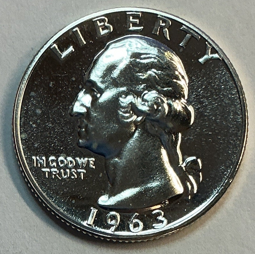 1963 Silver Washington Quarter., Proof Uncirculated Coin., Store #QR1791