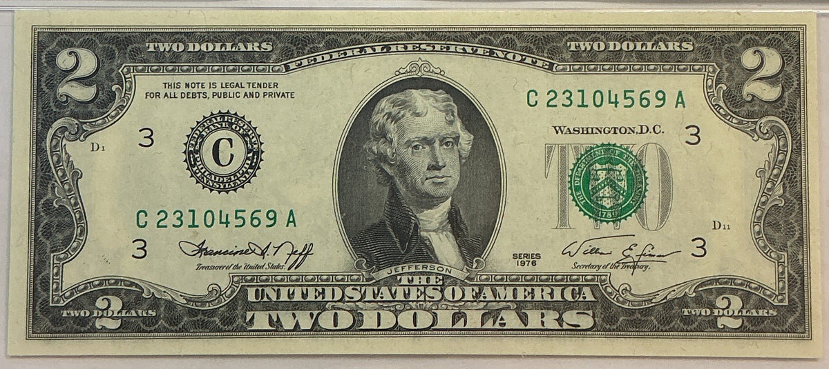 1976 $2 Federal Reserve Bank Note, PMG GEM UNC-65, GFRB087