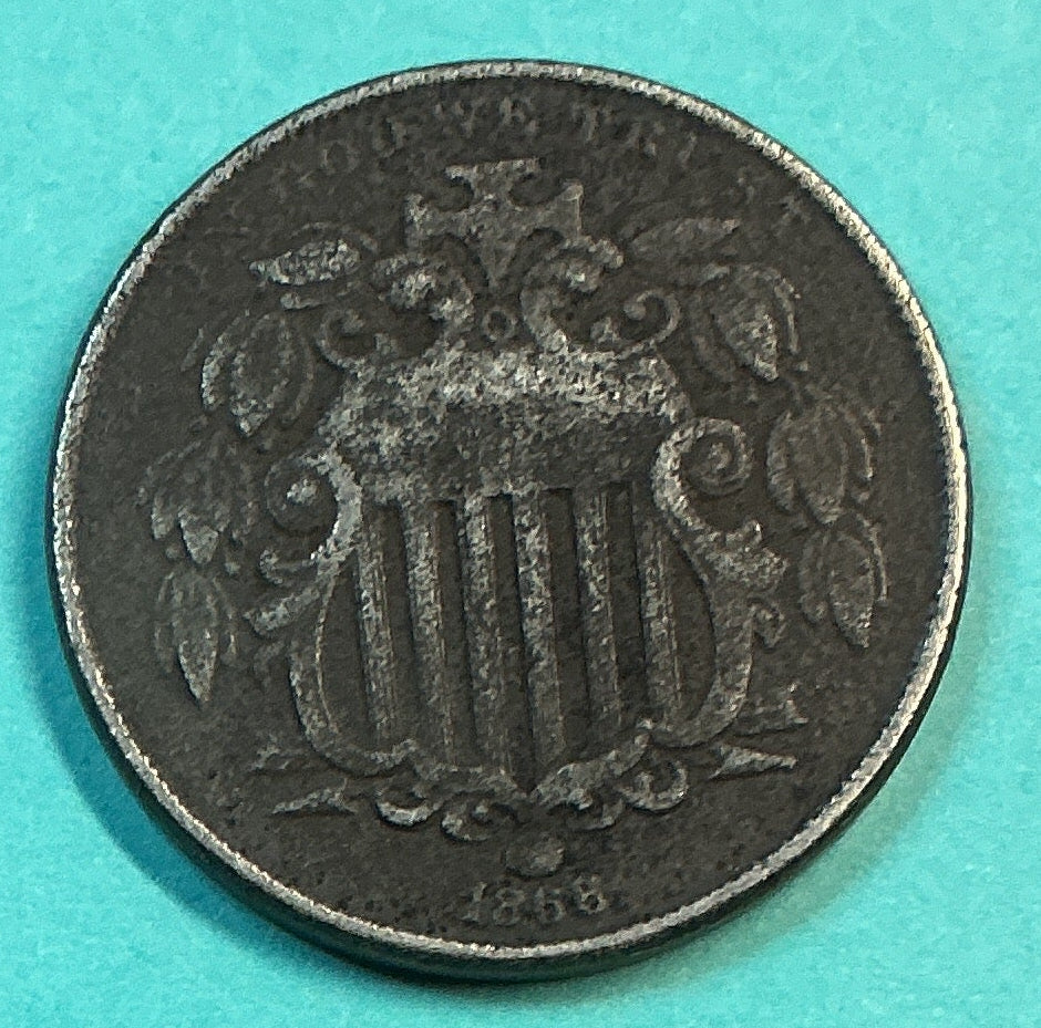 1866 Shield Nickel, Extra Fine+ Circulated Coin, Store #NL093
