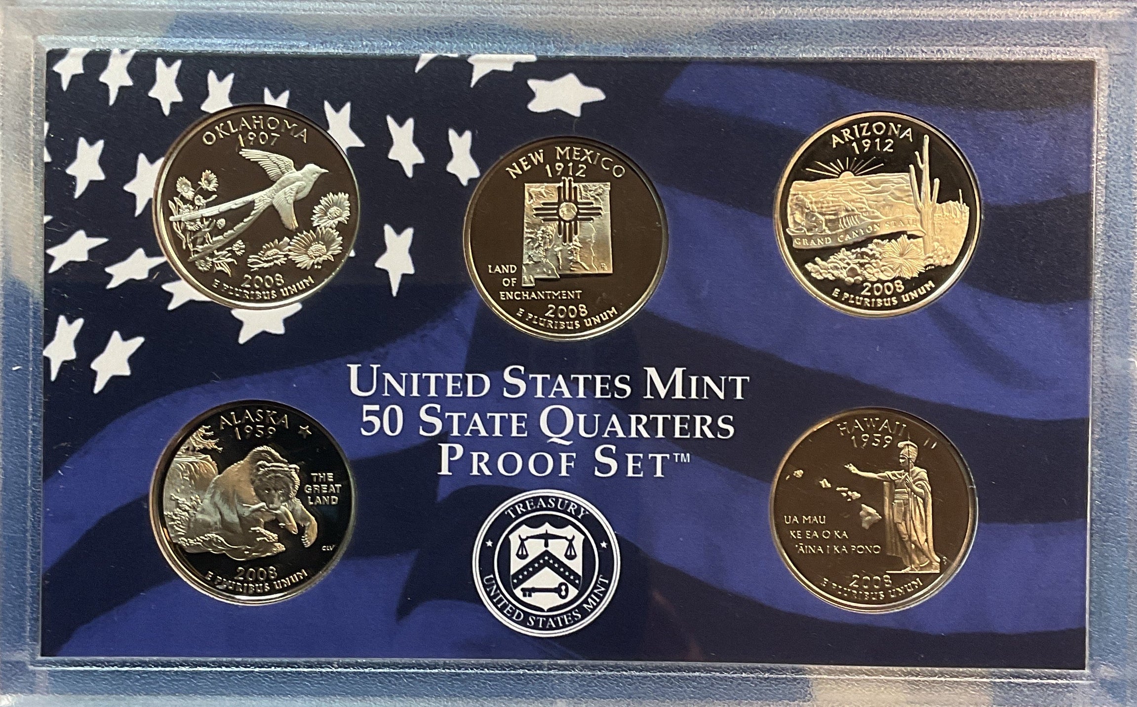 2008 U.S. Mint 50 State Quarters Proof Set, in Original Government Packaging.