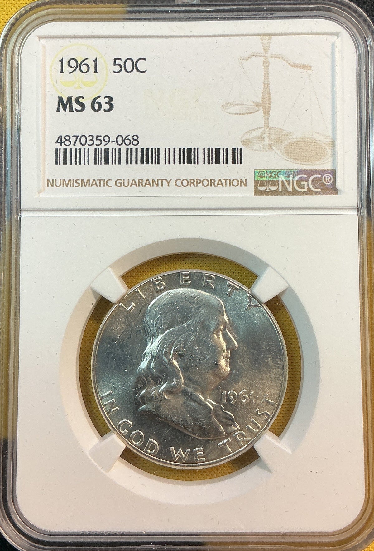 1961 Franklin Half Dollar, NGC MS 63, Store #HR2116