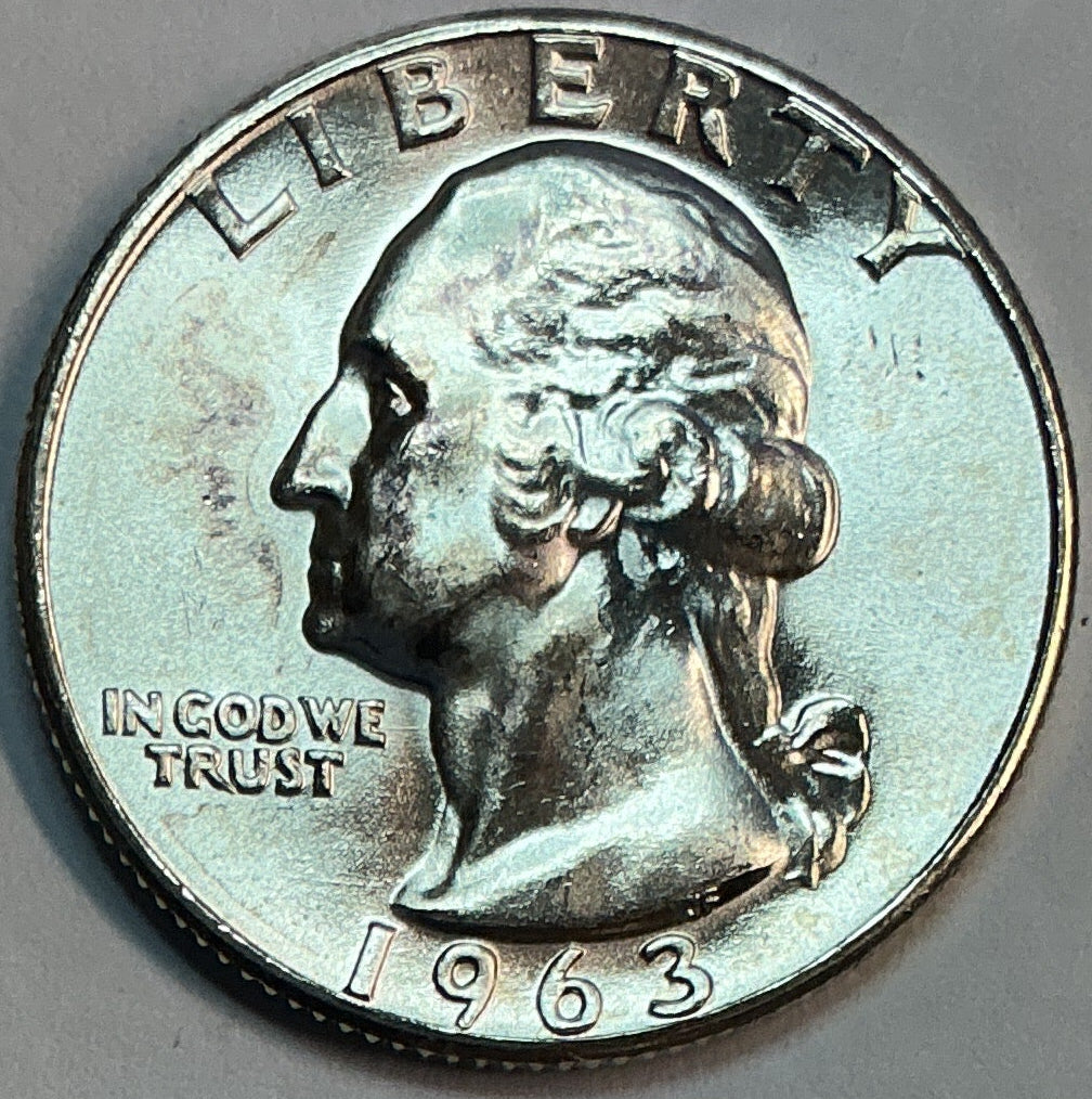 1963 Silver Washington Quarter., Uncirculated Coin., Store #QR1792