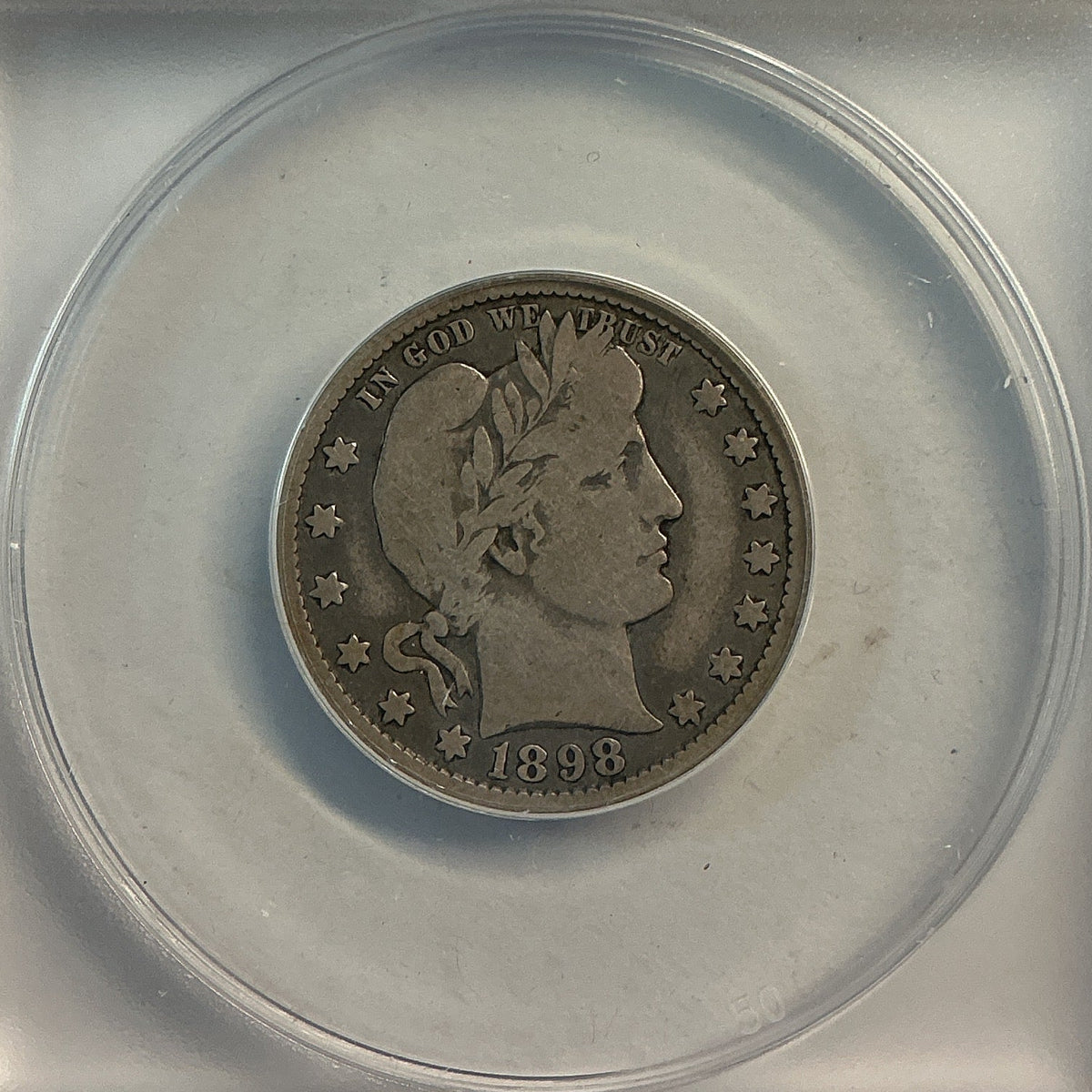 1898-O Barber Quarter, ANACS Very Good 8. Store #QR1496