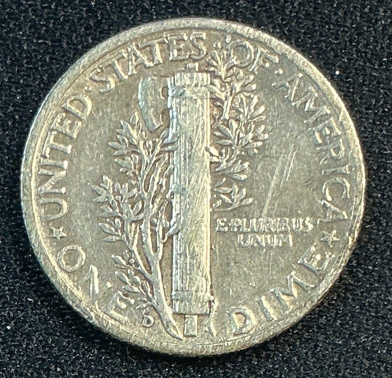 1943-D Mercury Dime, About Uncirculated Coin, Store #DE0692