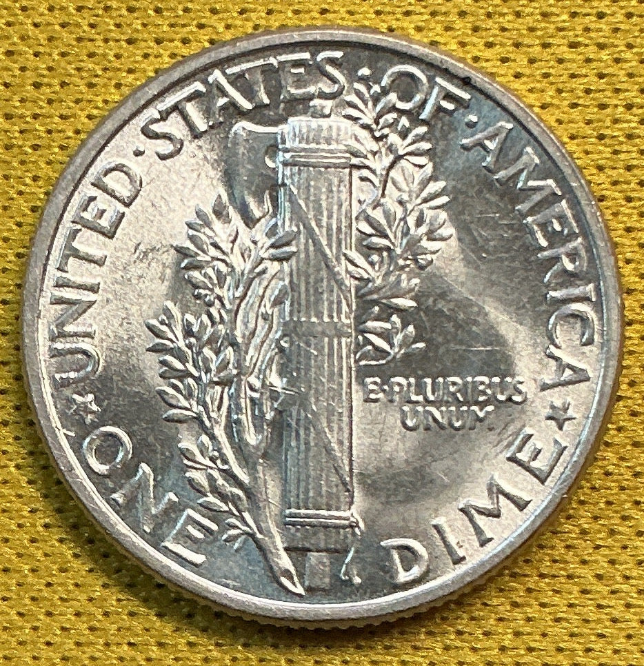 1944 Mercury Dime, Mint State Uncirculated Coin, Store #DE0694