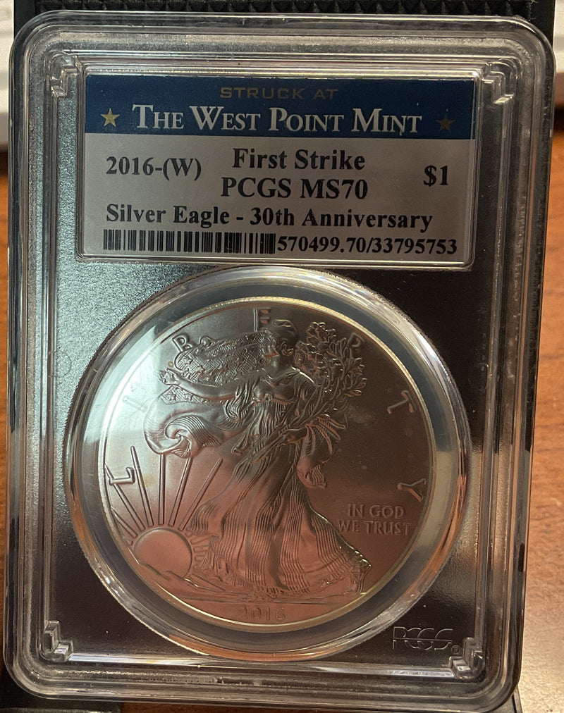 .999 Silver, 1 Troy Ounce, 2016(W) American Silver Eagle, PCGS MS-70, Store