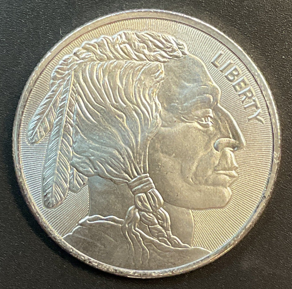 .999 silver, 1 Troy Ounce, Indian & Buffalo Silver Round Bullion, Store #SR027