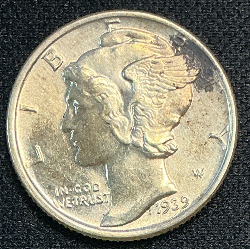 1939 Mercury Dime, Mint State Uncirculated Coin, Store #DE0659