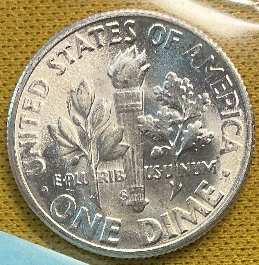1952-S Roosevelt Silver Dime, Mint State Uncirculated Coin, Store #DE0345