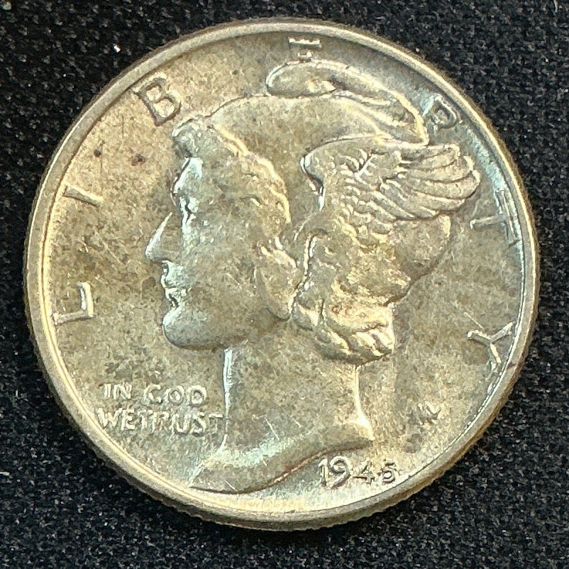 1945 Mercury Dime, Mint State Uncirculated Coin, Store #DE0698