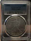 .999 Silver, 1 Troy Ounce, 2009 American Silver Eagle, PCGS MS-70, Store