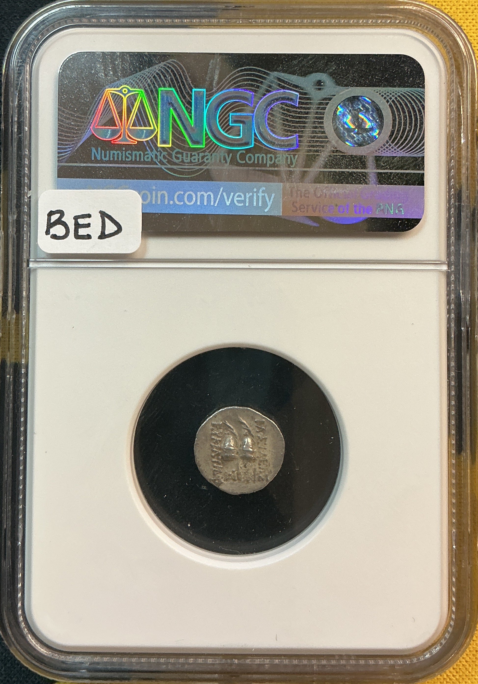 Ancient Coinage, VF, Greek Coinage, Kingdom of Bactria, AR Obol, c170-145 BC, Store #AT0014