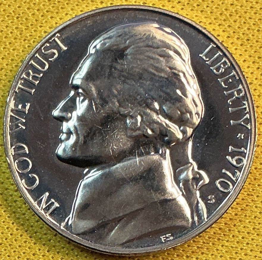 1970-S Jefferson Nickel, Uncirculated Proof Coin.  Store #NL1107