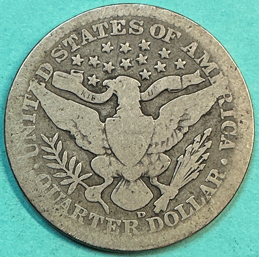 1909-D Barber Quarter., Good Circulated Details., Store#QR1246