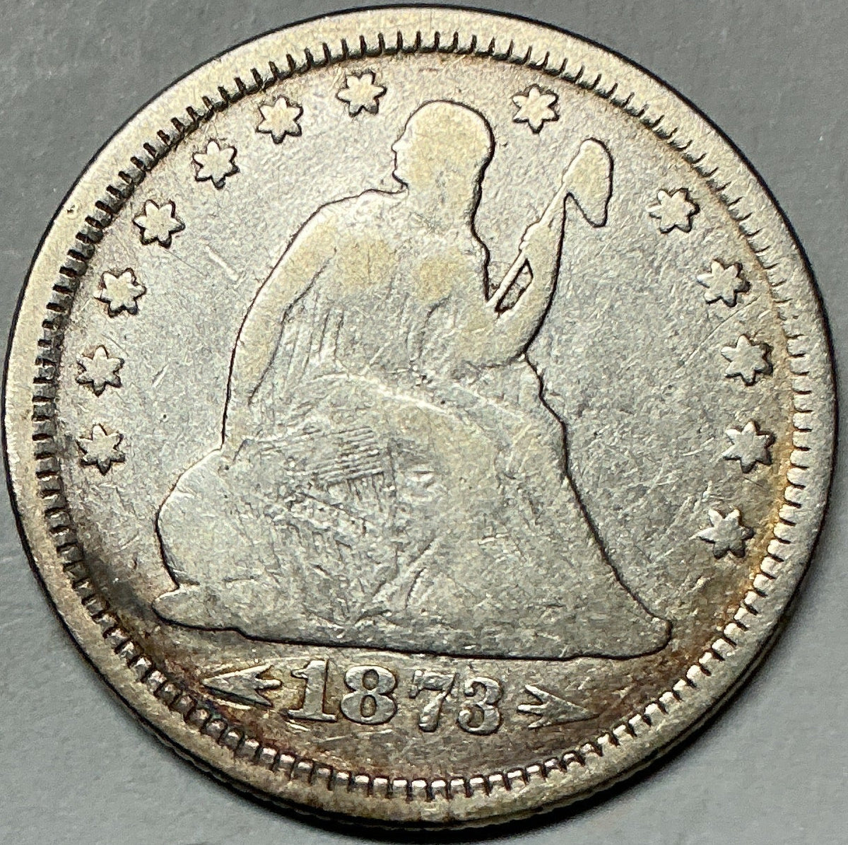 1873 Liberty Seated Quarter, Fine Circulated Coin, Store #QR1967