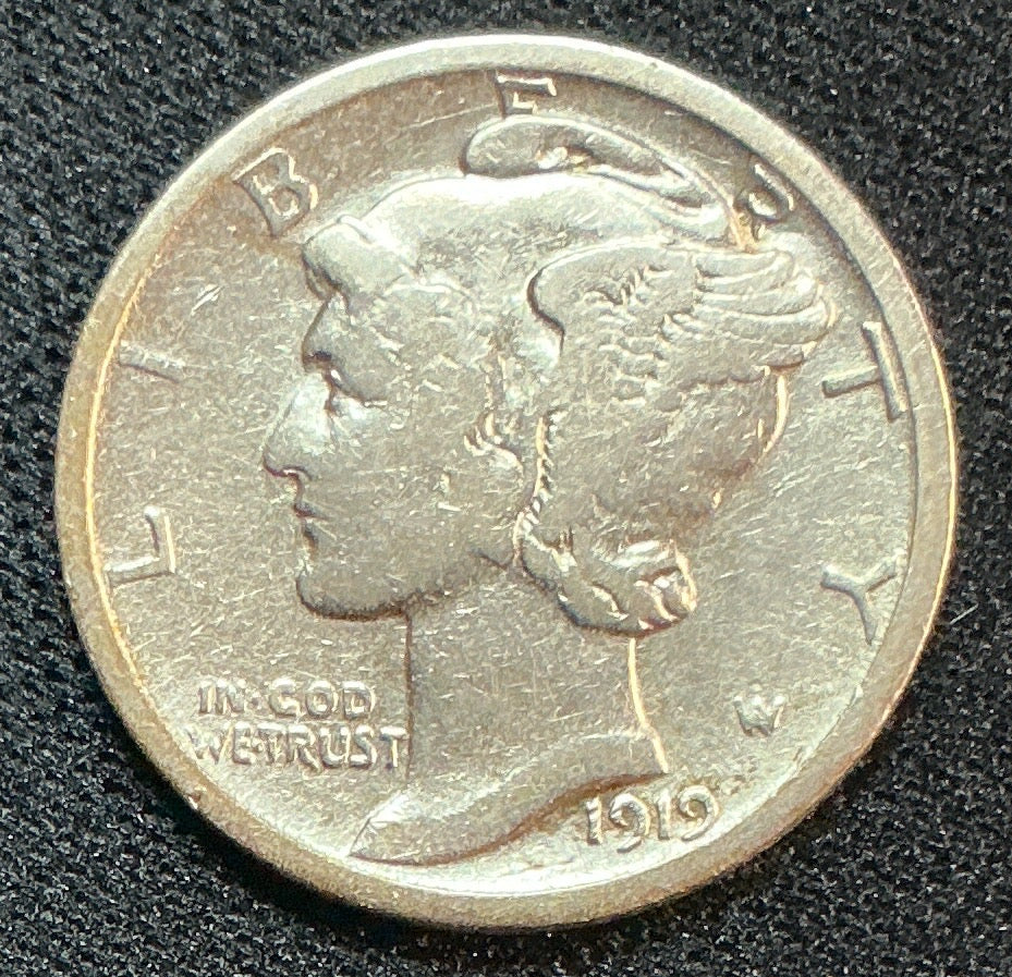1919-S Mercury Dime, Very Good Circulated Coin, Store #DE0511